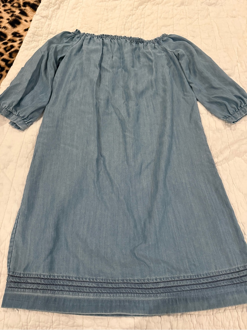 PAIGE Light Denim Blue Off-Shoulder Top